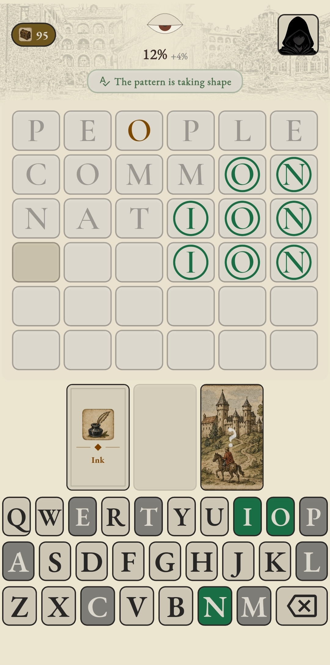 Word puzzle screen
