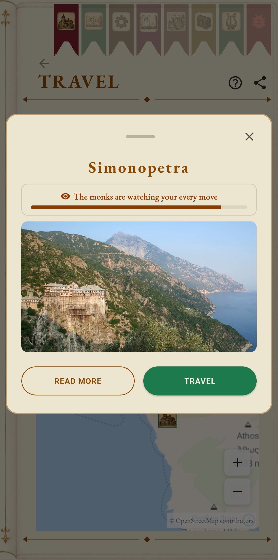 Travel map of Mount Athos
